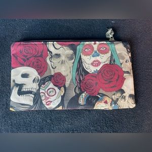 Pencil or cosmetic pouch, size of pouch 8 1/2 by 5in, black lining, handmade